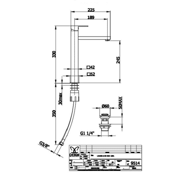 Μπαταρία νιπτήρος Μαύρη New Loba ψηλή